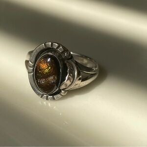Sterling/Mexican FIRE AGATE ring 8.5